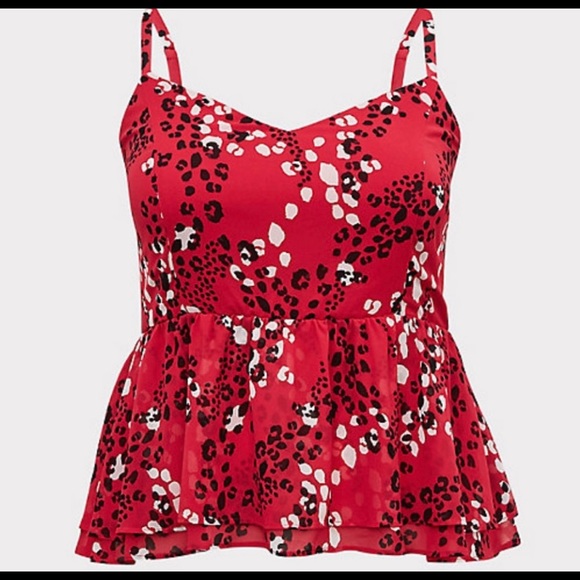 BLOUSE FUCHSIA PINK LEOPARD CHIFFON PEPLUM - Picture 6 of 6